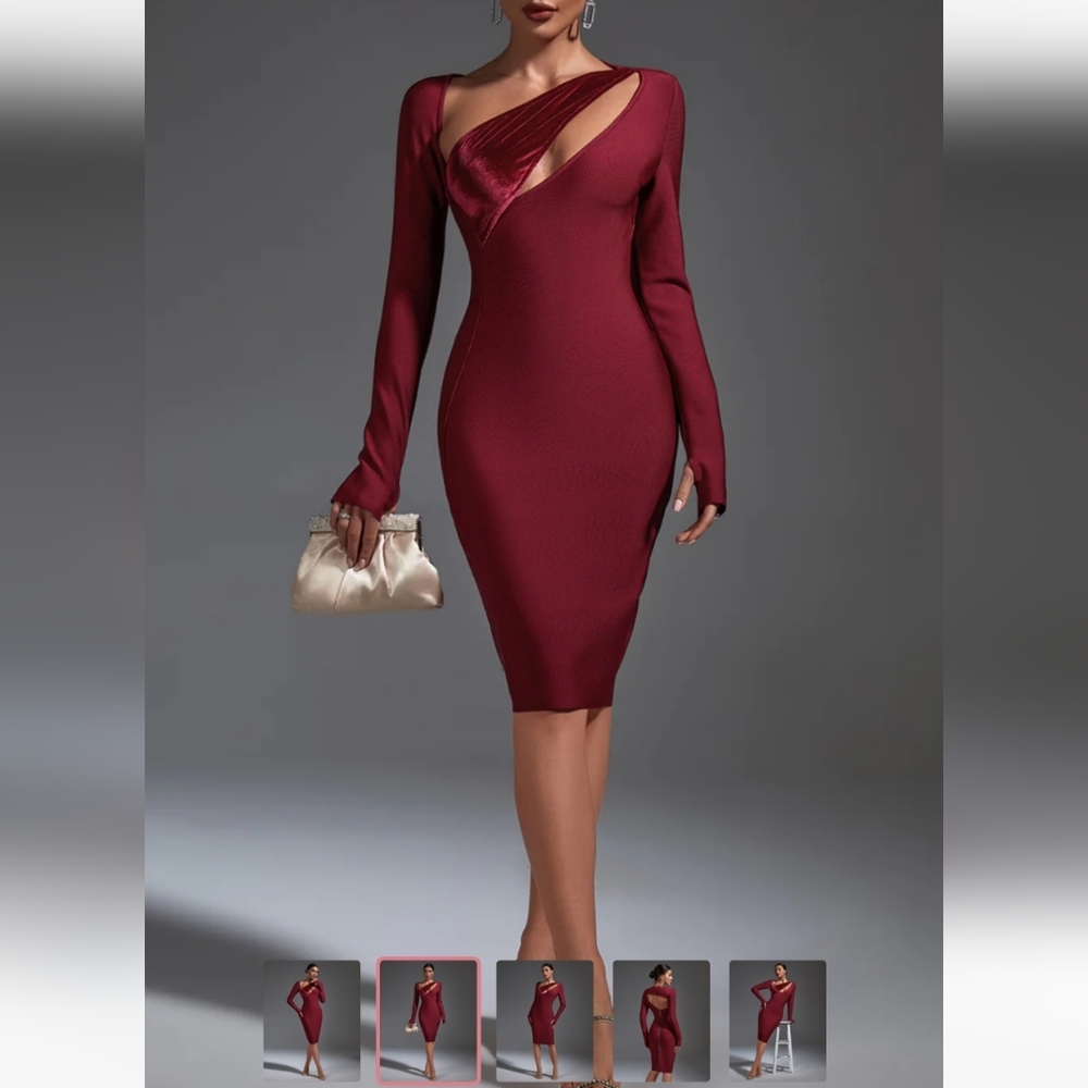 Elegant Burgundy One-Shoulder Dress